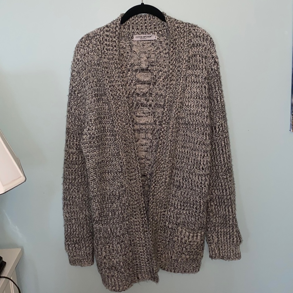 Cotton Emporium cardigan. Small. Black and white